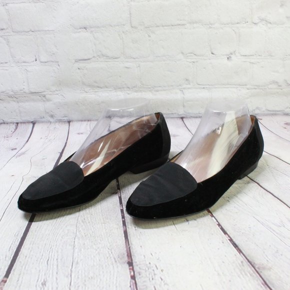 Nordstrom Black Leather Closed Toe Slip On Ballet Flat Shoes Size 9 - Picture 2 of 9